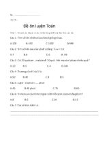 Đề ôn luyện Toán Lớp 2 - Học kỳ 1